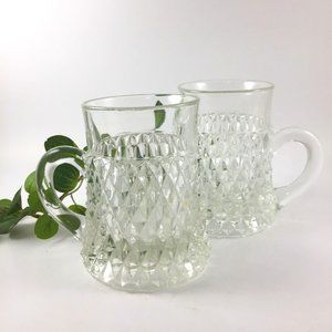 2 Indiana Glass Diamond Point Mugs